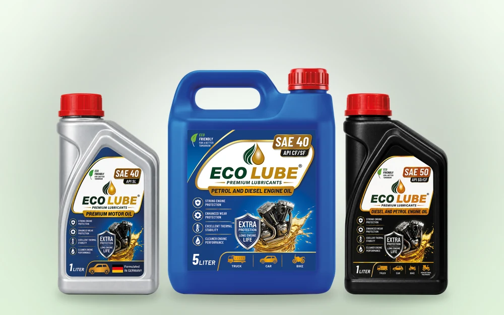 ECO LUBE automotive engine oils in 1 litre and 5 litre packs
